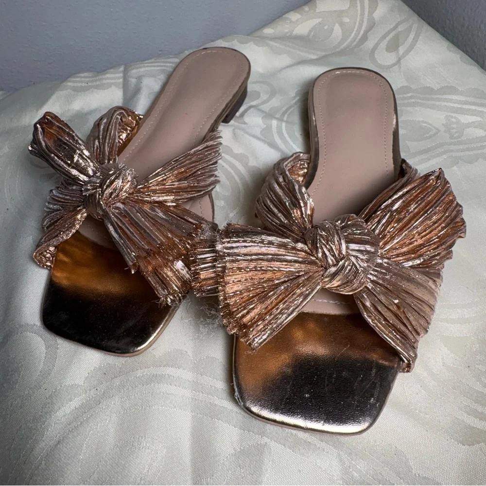 Journee Collection Metallic Bow Sandals